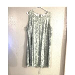 Vintage Basic Editions Plus 90s Y2K sage green floral Sundress Sz 18 Midi Boho